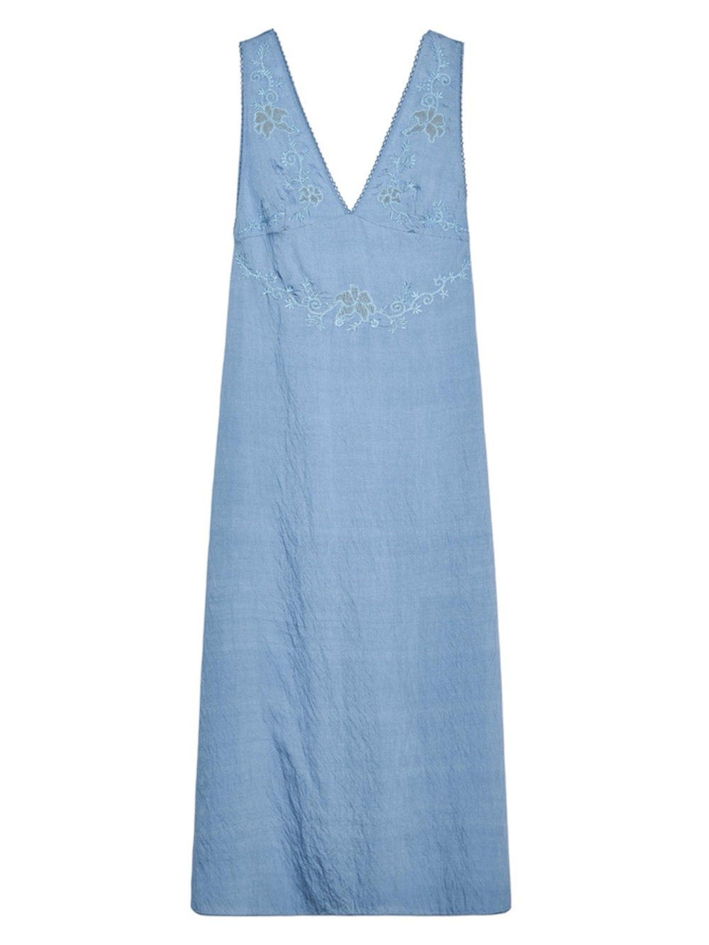 Zara Dusty Blue Embroidered Sleeveless Dress
